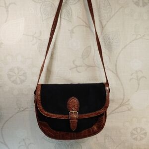 Elegant Black and Brown Crossbody Bag